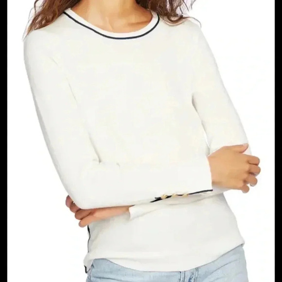 Court & Rowe Ivy League Crewneck Sweater Antique White Tan XS NWT - Picture 1 of 9